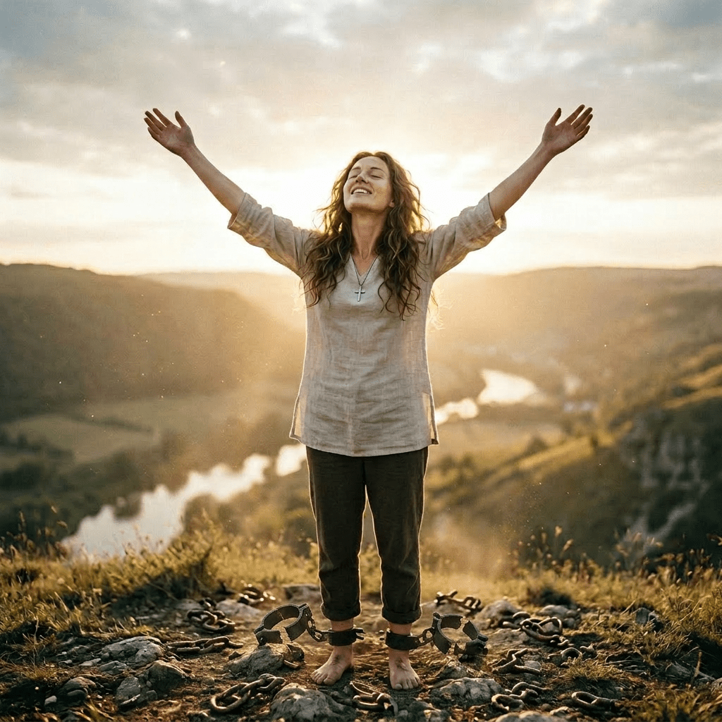 Broken chain rings lying on ground